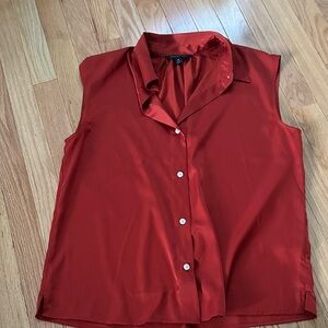 Banana Republic Sleeveless Button Down Shirt in Red